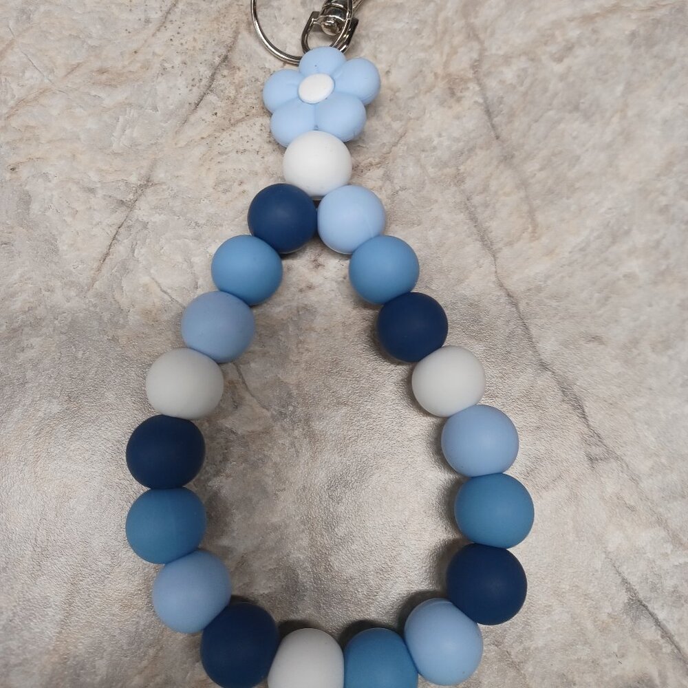 Shades of Blue Flower Keychain
